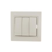 Выключатель 3-кл. СП Mira 10А IP20 со вставкой крем. LEZARD 701-0303-109